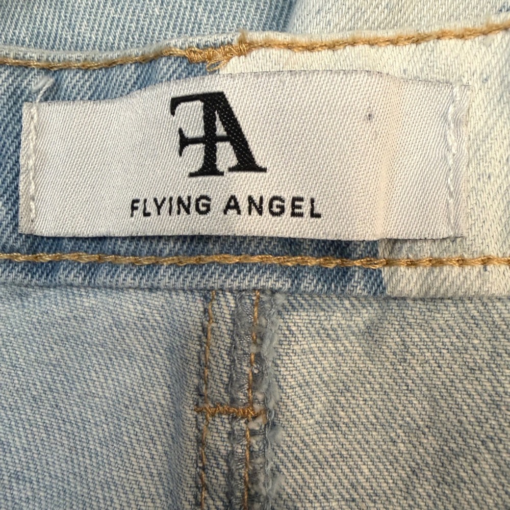 Flying Angel Daisy Floral Print Wide Leg Jeans Light Wash Blue White Size 13/31 - Picture 6 of 9